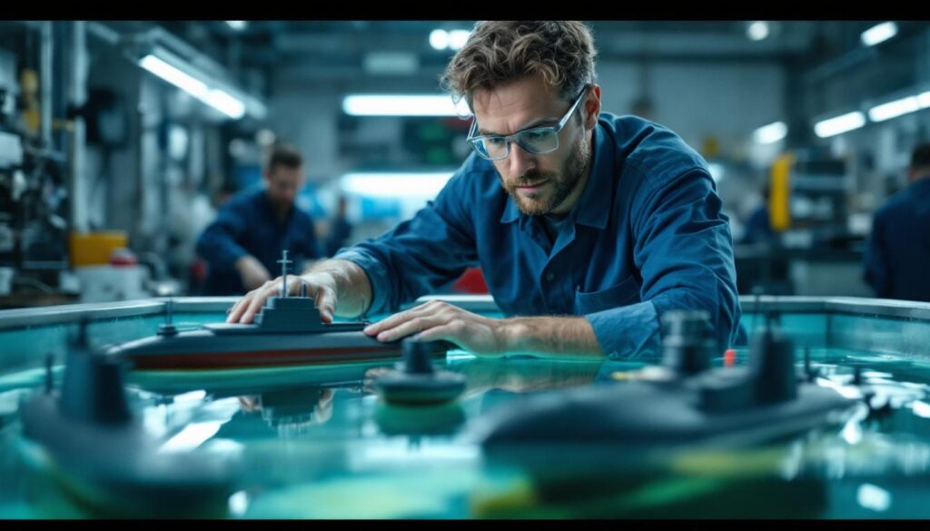 The role of buoyancy in marine engineering 3 A photograph of a marine engineer conducting experiments with buoyancy in a laboratory setting