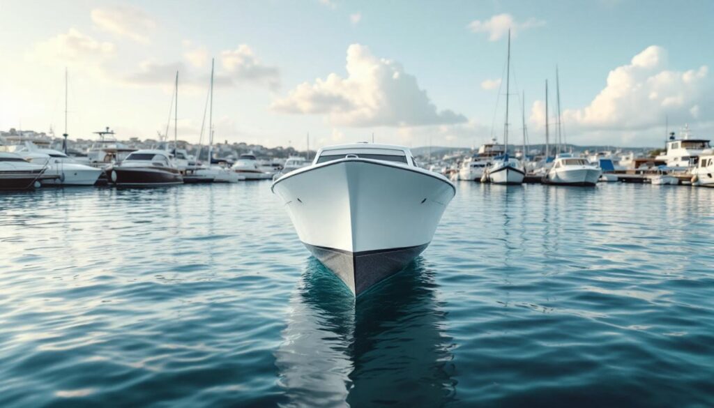 A photograph of a buoyant vessel gently swaying at its mooring
