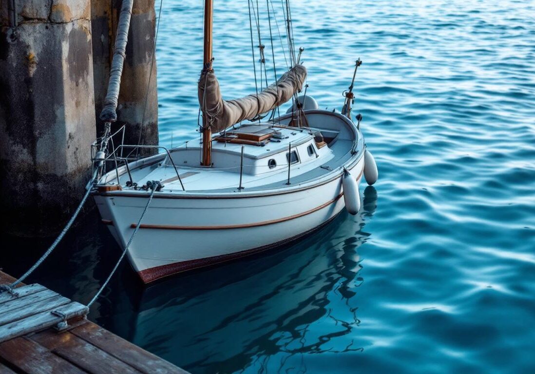 How buoyancy supports mooring longevity A photograph of a serene harbor scene featuring a well-moored boat